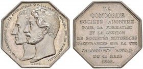 Genève / Genf. 
 Médaille gravée par Antoine Bovy. Médaille en cuivre 1842. Société anonyme La Concorde. Poinçon proue et CUIVRE. Gailhouste 178. CU....