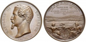 Genève / Genf. 
 Médaille gravée par Antoine Bovy. Médaille en cuivre 1854. Chemin de fer de Paris à Stras­bourg. Poinçon Main et CUIVRE sur la tranc...