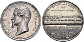 Genève / Genf. 
 Médaille gravée par Antoine Bovy. Médaille en argent 1855. Chemin de fer de Paris à la Méditerrannée. Poinçon Main et ARGENT sur la ...