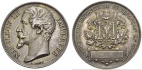 Genève / Genf. 
 Médaille gravée par Antoine Bovy. Médaille en argent 1860. Exposition universelle de Besançon. Poinçon main et ARGENT sur la tranche...