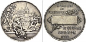 Genève / Genf. 
 Médaille en argent 1903, par Schlütter. Vogue du faubourg St Gervais, Genève. AR. 51.93 g.
 TTB