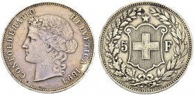 SWITZERLAND. 
 Confederation, 1848-. 5 Francs 1894 B, Bern. HMZ 2-1198f. AR. 24.85 g.
 XF cleaned