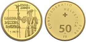 SWITZERLAND. 
 Confederation, 1848-. 50 Francs 2006. La Garde suisse. HMZ 2-1219j. AU. 11.29 g. 6000 ex.
 PROOF
 In original case.