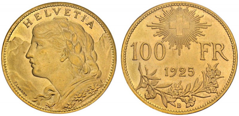 SWITZERLAND. 
 Confederation, 1848-. 100 Francs 1925 B, Bern. HMZ 2-1193a. AU. ...