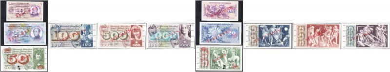 SWITZERLAND. 
 Banque nationale suisse. Lot of 6 banknotes : 10 Francs 15 Janua...