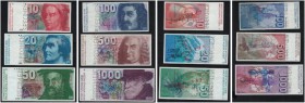 SWITZERLAND. 
 Banque nationale suisse. Lot of 6 banknotes : 10 Francs ND (1979). Specimen 103. Serial number 00 A 0000000 & 20 Francs ND (1978). Spe...