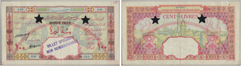 SYRIA. 
 Banque de Syrie et du Grand-Liban. 100 Livres 01-11-1930. Specimen. Se...