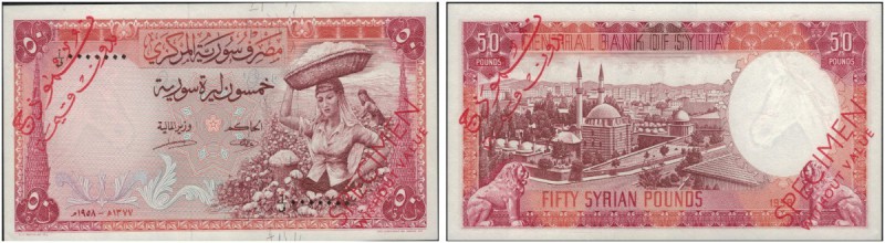 SYRIA. 
 Central Bank of Syria. 50 Pounds 1958 / AH 1377. Specimen. Serial numb...