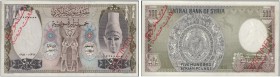 SYRIA. 
 Central Bank of Syria. 500 Pounds 1958 / AH 1377. Specimen. Serial number 0000000. Red overprint ''SPECIMEN / WITHOUT VALUE'' and the transl...