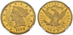 USA. 
 10 Dollars 1888 O, New Orleans. KM 102; Fr. 159. AU. 16.72 g. 21'335 ex.
 NGC MS 61