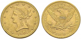 USA. 
 10 Dollars 1901, Philadelphia. KM 102; Fr. 158. AU. 16.72 g.
 UNC