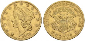 USA. 
 20 Dollars 1861, Philadelphia. KM 74.1; Fr. 169. AU. 33.25 g.
 XF