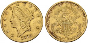 USA. 
 20 Dollars 1883 CC, Carson City. KM 74.3; Fr. 179. AU. 33.43 g. 59'962 ex. R
 AU