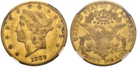 USA. 
 20 Dollars 1889 CC, Carson City. KM 74.3; Fr. 179. AU. 33.44 g. 30'945 ex. R
 NGC XF 45