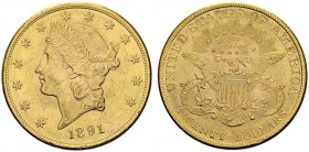 USA. 
 20 Dollars 1891 S, San Francisco. KM 74.3; Fr. 178. AU. 33.43 g.
 AU