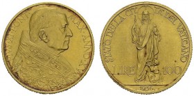 VATICAN. 
 Pio XI, 1922-1939. 100 Lire 1936. KM 10; Fr. 285. AU. 5.18 g.
 Nice UNC