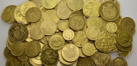 WORLD GOLD COINS-MIXED LOTS 
 Collection of World Gold Coins. Lot of 132 gold coins : Some coins are holed or mounted. BYZANTINE EMPIRE Histamenon. I...