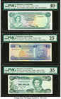Lot Of Nine PMG Graded Examples From Bahamas, Barbados And Jamaica, Bahamas Central Bank 1 Dollar 1974 Pick 35a PMG Extremely Fine 40 EPQ; Barbados Ce...