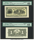Bolivia Banco Industrial 1 Boliviano 1.1.1906 Pick S161fp; S161bp Front And Back Proofs PMG Gem Uncirculated 66 EPQ; Choice Uncirculated 64. Four POCs...