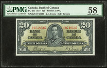 Canada Bank of Canada $20 2.1.1937 BC-25c PMG Choice About Unc 58. 

HID09801242017
