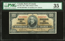 Canada Bank of Canada $100 2.1.1937 BC-27b PMG Choice Very Fine 35. Trimmed.

HID09801242017