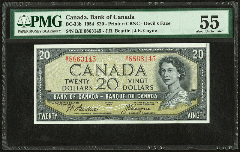 Canada Bank of Canada $20 1954 BC-33b PMG About Uncirculated 55. 

HID0980124201...