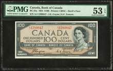 Canada Bank of Canada $100 1954 BC-35a "Devil's Face" PMG About Uncirculated 53 EPQ. 

HID09801242017