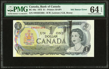 Canada Bank of Canada $1 1973 BC-46a "Ink Smear Error" PMG Choice Uncirculated 64 EPQ. 

HID09801242017