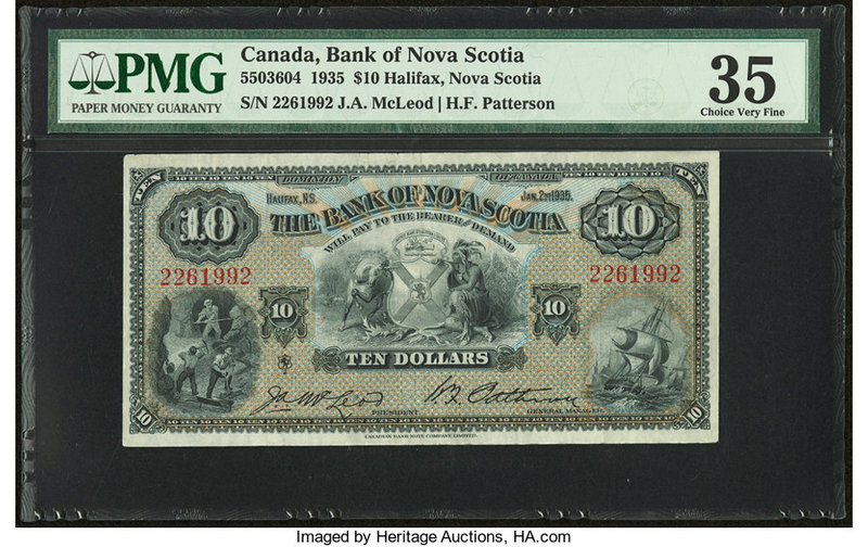 Canada Halifax, NS- Bank of Nova Scotia $10 2.1.1935 Ch.# 550-36-04 PMG Choice V...