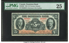 Canada Toronto, ON- Dominion Bank $5 2.1.1935 Ch.# 220-26-02 PMG Very Fine 25. 

HID09801242017