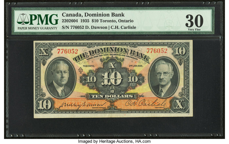 Canada Toronto, ON- Dominion Bank $10 2.1.1935 Ch.# 220-26-04 PMG Very Fine 30. ...