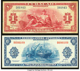 Curacao Muntbiljet 1 Gulden 1942 Pick 35a Very Fine; Netherlands Antilles Muntbiljet 2 1/2 Gulden 1964 Pick A1b About Uncirculated. 

HID09801242017
