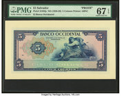 El Salvador Banco Occidental 5 Colones ND (1926-29) Pick S195fp Front Proof PMG Superb Gem Unc 67 EPQ. 

HID09801242017