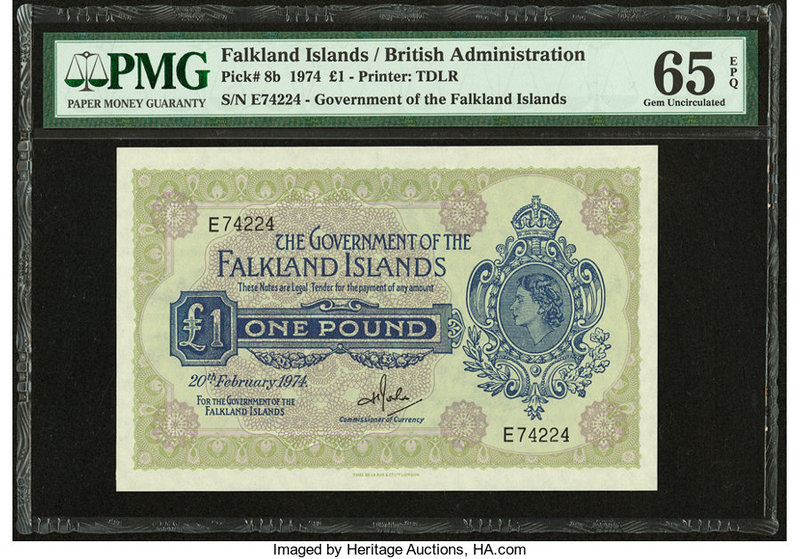 Falkland Islands Government of the Falkland Islands 1 Pound 20.2.1974 Pick 8b PM...