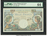 France Banque de France 1000 Francs 12.6.1944 Pick 96b PMG Choice Uncirculated 64. Pinholes.

HID09801242017