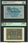 Germany Reichsbanknote 100 Mark 7.2.1908 Pick 33a; 100 Mark 1.11.1920 Pick 69b; 50 Millionen Mark 1.9.1923 Pick 109e PMG Gem Uncirculated 65 EPQ; PCGS...