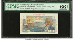 Guadeloupe Caisse Centrale de la France d'Outre-Mer 5 Francs ND (1947-49) Pick 31 PMG Gem Uncirculated 66 EPQ. 

HID09801242017