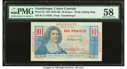Guadeloupe Caisse Centrale de la France d'Outre-Mer 10 Francs ND (1947-49) Pick 32 PMG Choice About Unc 58. 

HID09801242017
