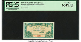 Hong Kong Government of Hong Kong 5 Cents ND (1941) Pick 314 KNB4 PCGS Gem New 65PPQ. 

HID09801242017