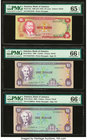 Jamaica Bank of Jamaica Lot Of Seven PMG Graded Examples. 50 Cents 1960 (ND 1970) Pick 53a PMG Gem Uncirculated 65 EPQ; 1 Dollar 1989; 1990 Pick 68Ac;...