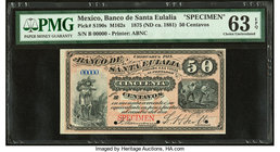 Mexico Banco de Santa Eulalia 50 Centavos 1875 (ca. 1881) Pick S190s M162s Specimen PMG Choice Uncirculated 63 EPQ. Three POCs.

HID09801242017