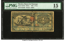 Mexico Banco de Durango 1 Peso 30.7.1893 Pick S272b M331a PMG Choice Fine 15. 

HID09801242017