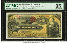 Mexico Banco de Durango 100 Pesos 18.6.1913 Pick S277Aa M338a PMG Choice Very Fine 35. 

HID09801242017
