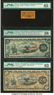 Mexico Revolutionary Comision 5 Centavos; 50; 20 Pesos ND (1914); 20.10.1914; 19.12.1914 Pick S697; S707e; S1111a Three Examples PMG Gem Uncirculated ...