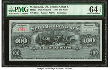 Mexico Sr. Dn Benito Aznar S. 100 Pesos 1889 Pick UNl M783r Remainder PMG Choice Uncirculated 64 EPQ. 

HID09801242017