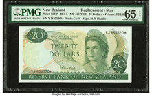 New Zealand Reserve Bank of New Zealand 20 Dollars ND (1977-81) Pick 167d* Replacement PMG Gem Uncirculated 65 EPQ. This denomination is rare in Repla...