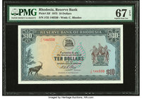 Rhodesia Reserve Bank of Rhodesia 10 Dollars 15.12.1973 Pick 33f PMG Superb Gem Unc 67 EPQ. 

HID09801242017
