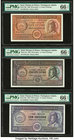 Saint Thomas and Prince Banco Nacional Ultramarino 20; 50; 100 Escudos 20.11.1958 Pick 36a; 37a; 38a Three Examples PMG Gem Uncirculated 66 EPQ (3). T...