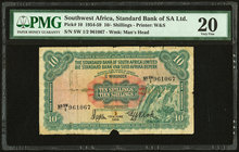 Southwest Africa Standard Bank of South Africa Ltd. 10 Shillings 15.6.1959 Pick 10 PMG Very Fine 20. A small denomination for this private issue from ...