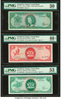 Trinidad And Tobago Central Bank of Trinidad and Tobago Lot Of Seven PMG Graded Examples. 5 Dollars 1964 Pick 27c PMG Very Fine 30; 1 Dollar 1964 (ND1...